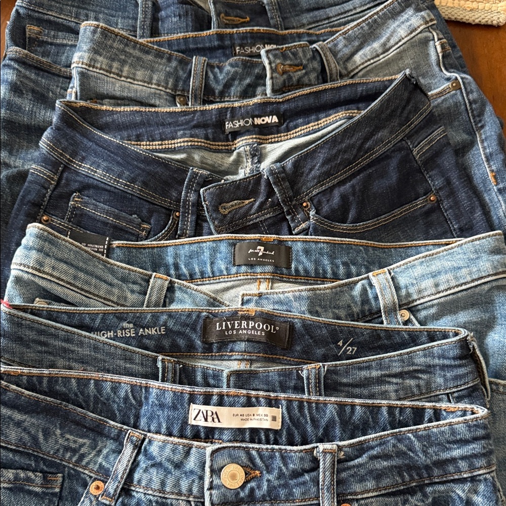 Mixed Brands Women Jeans 6 Pack - Blue Denim, size 28,  27 - Bundle deal $120
